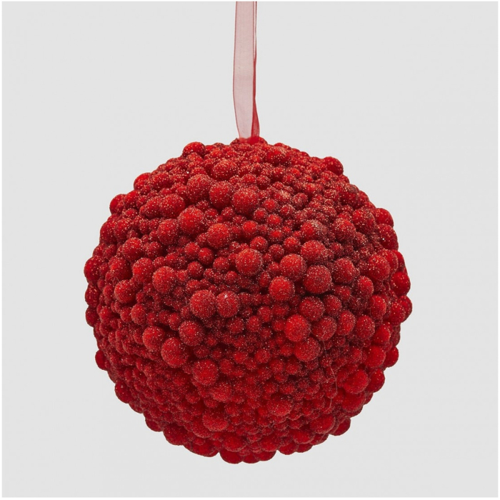 Glob brad Craciun Glitter Bubble, 13 cm, rosu - BraziPremium By OLLMA [2]