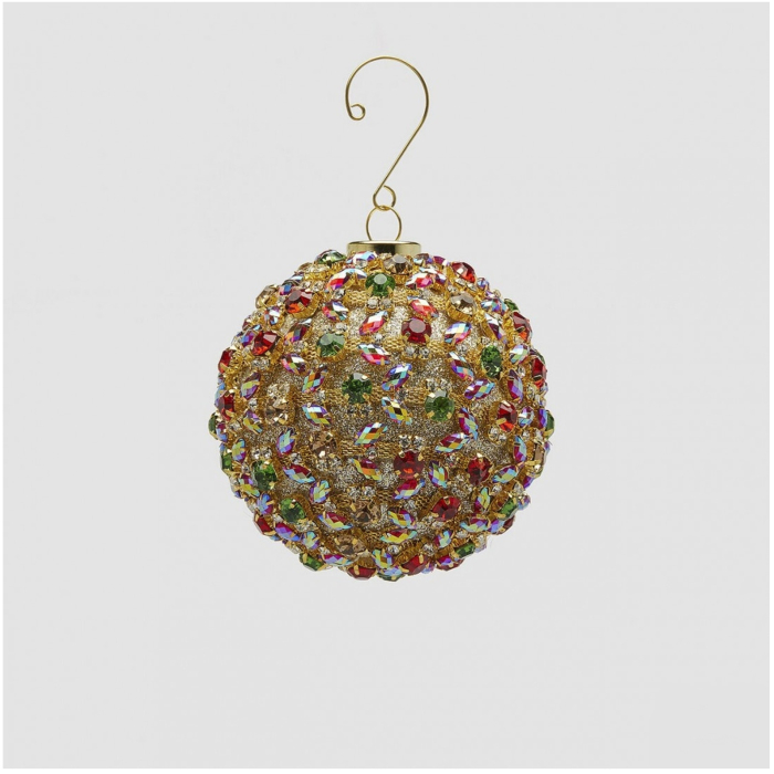 Glob brad Craciun Godiva cu cristale, model sfera, 8 cm, multicolor - BraziPremium By OLLMA [2]