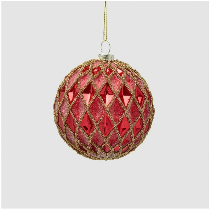 Glob brad Craciun Rhombus, 8 cm, rosu - BraziPremium By OLLMA [2]