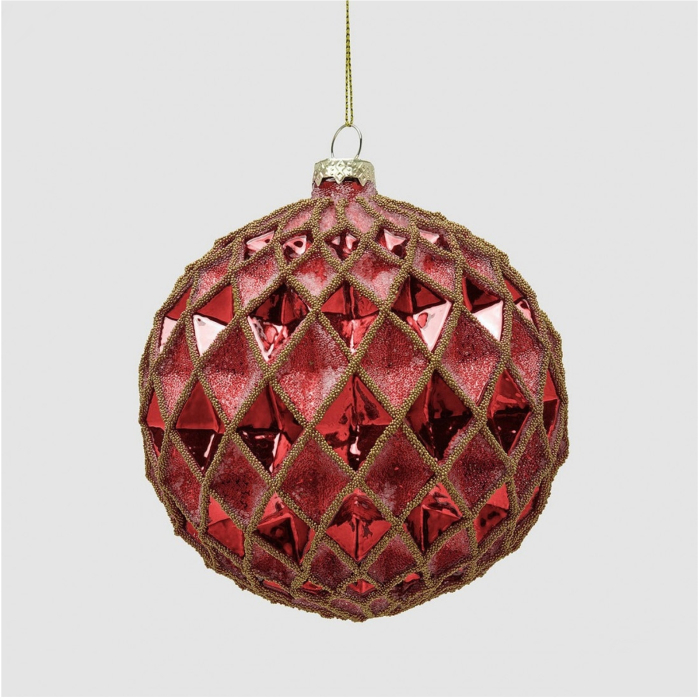 Glob brad Craciun Rhombus, 12 cm, rosu - BraziPremium By OLLMA [2]