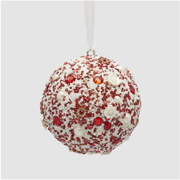 Glob brad Craciun Thousand Pearls, 10 cm, alb - BraziPremium By OLLMA [2]