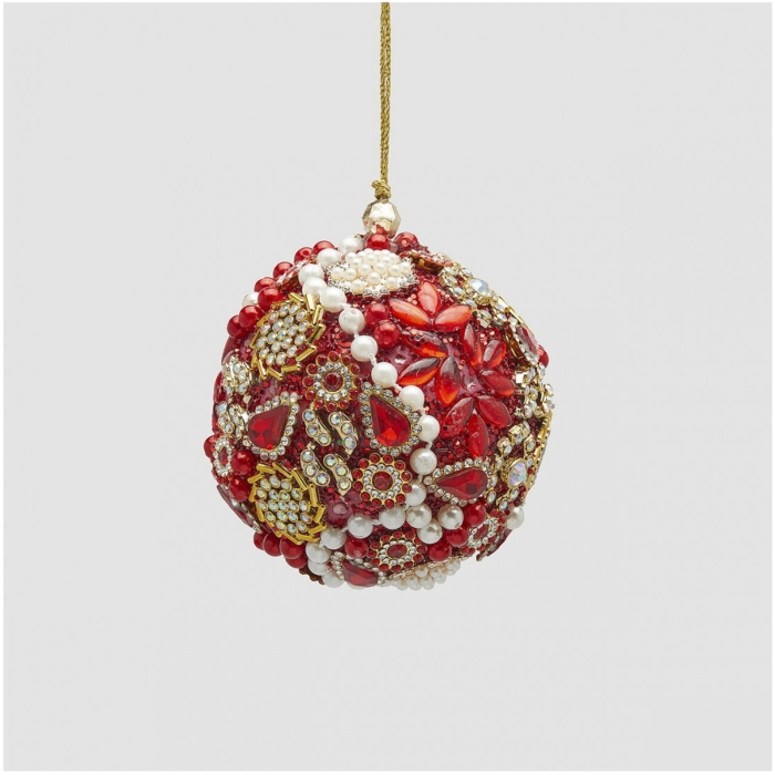 Glob brad Craciun Thousand Pearls, 8 cm, rosu - BraziPremium By OLLMA [2]