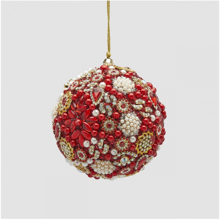 Glob brad Craciun Thousand Pearls, 10 cm, rosu - BraziPremium By OLLMA [2]