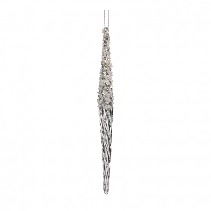 Glob brad model turture de sticla cu margele albe, 20 cm, transparent - BraziPremium.ro [1]