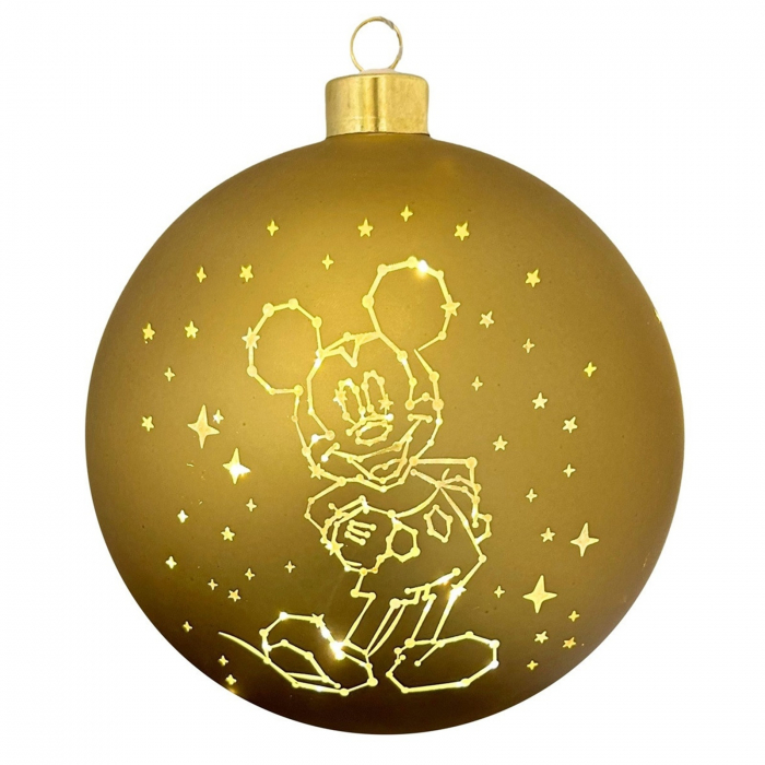 Glob decorativ cu LED-uri Mickey Mouse, Disney, 15 cm, sticla, auriu - BraziPremium By OLLMA [1]