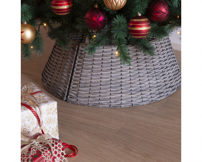 Husa pentru suport brad Craciun, 70 x 28 cm, ratan, gri - BraziPremium.ro [2]