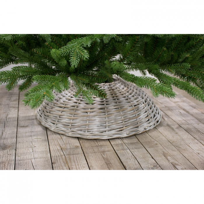 Husa premium pentru suport brad Craciun alb spalat, ratan, 62 x 18 cm [2]