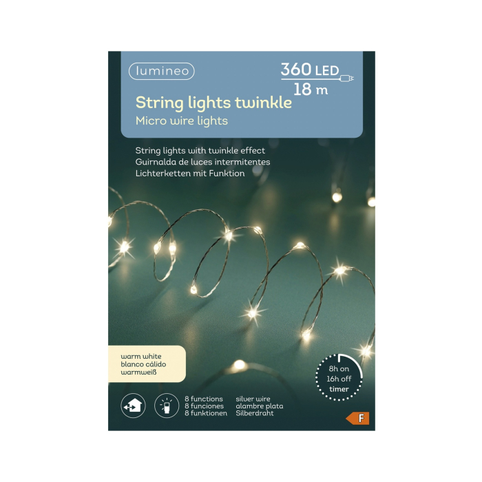 Instalatie Lumini LED 360 Beculete, 18 m, 8 Functii Twinkle, Exterior, alb cald, IP44, Transformator Inclus - BraziPremium By OLLMA [7]