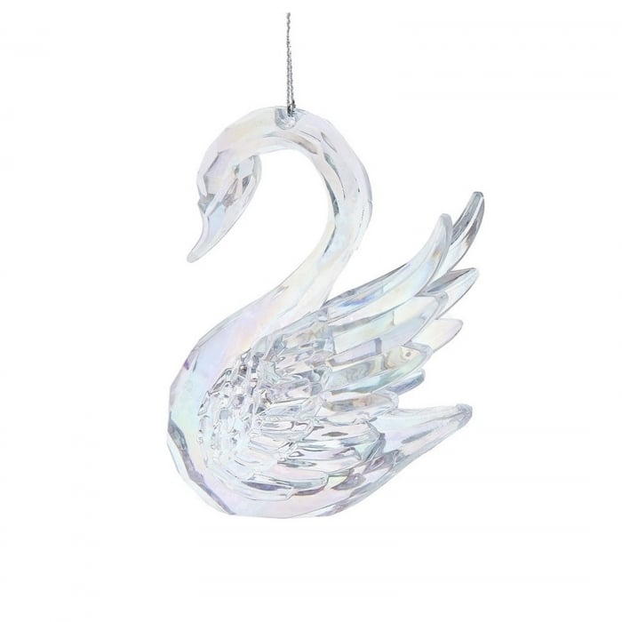 Ornament brad Lebada din acril, 10 cm, transparent - BraziPremium By OLLMA [1]