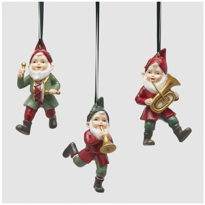Ornament brad Gnom cu instrument muzical, 10 cm, multicolor - BraziPremium.ro [4]