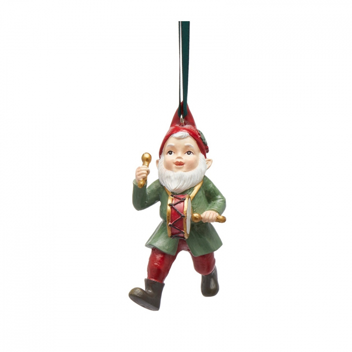 Ornament brad Gnom cu instrument muzical, 10 cm, multicolor - BraziPremium.ro [3]