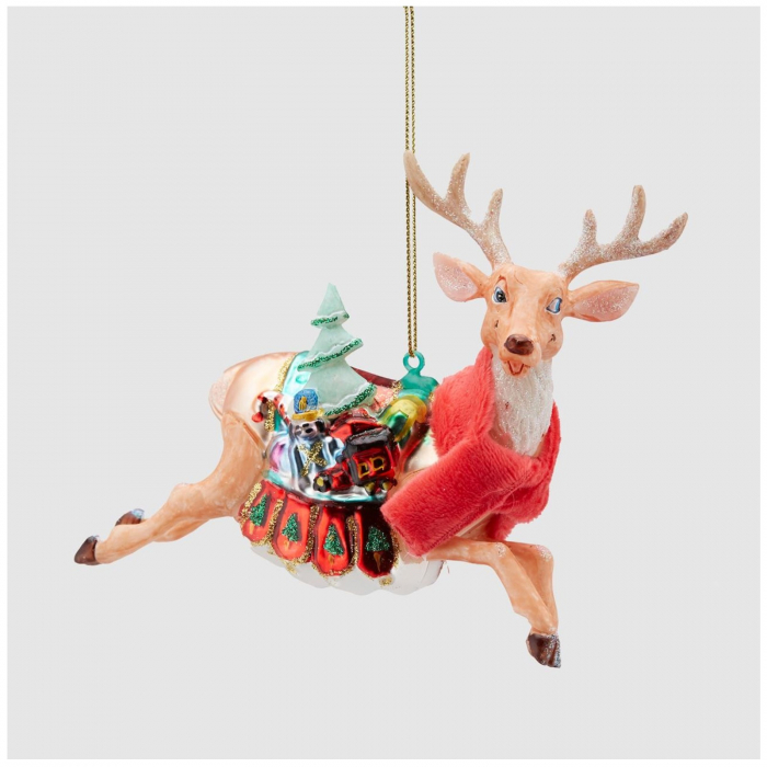 Ornament brad Ren cu fular rosu, 12 cm, multicolor - BraziPremium.ro [2]
