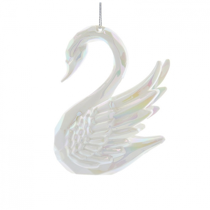 Ornament brad Lebada din acril, 10 cm, alb perlat - BraziPremium By OLLMA [1]