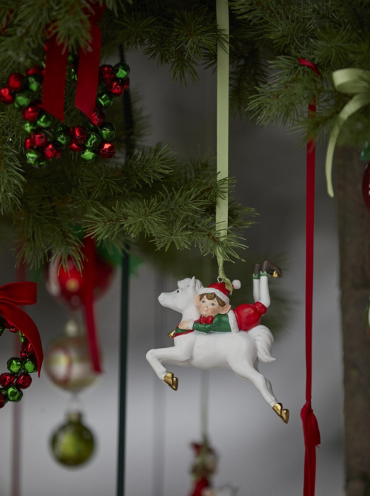 Ornament brad Elf pe cal, 11 cm, rasina, multicolor - BraziPremium.ro [2]