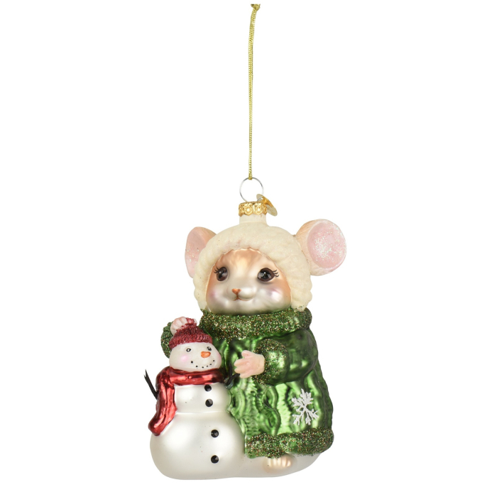 Ornament brad Soricel cu om de zapada, 11 cm, multicolor - BraziPremium By OLLMA [1]