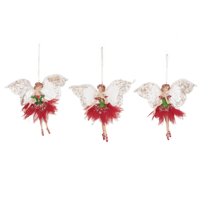 Ornament brad Zana cu aripi de fluture, 15 cm, rosu - BraziPremium By OLLMA [2]
