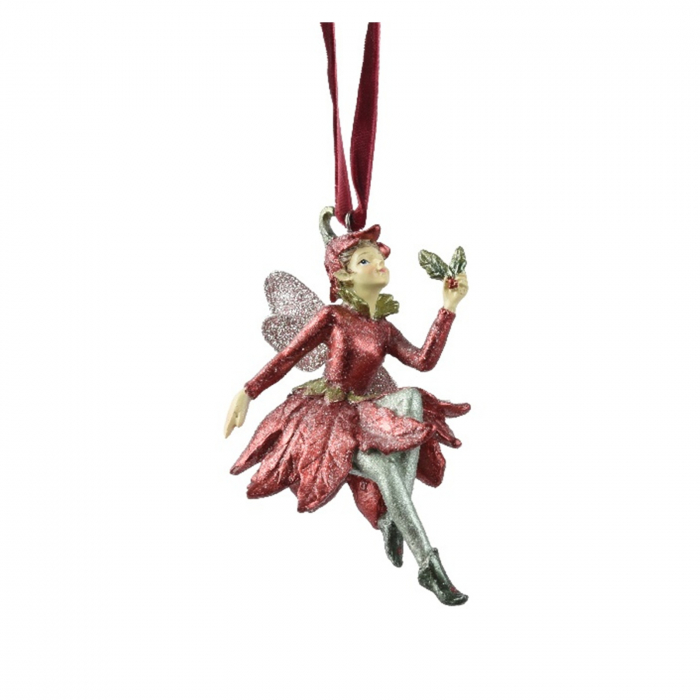 Ornament brad Zana Noella, 6x9x10 cm, rosu - BraziPremium.ro [1]