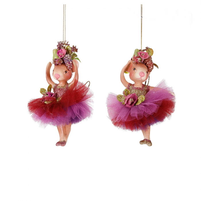 Ornament brad Soricica balerina cu fusta tul, 13 cm, roz - BraziPremium.ro [3]