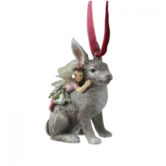 Ornament brad Zana pe iepuras cu sclipici, 8x7x9 cm, multicolor - BraziPremium.ro [1]