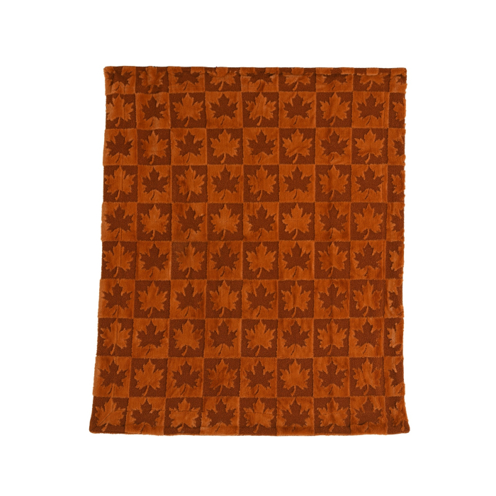 Patura decorativa cu frunze, 130x150 cm, maro - BraziPremium By OLLMA [2]