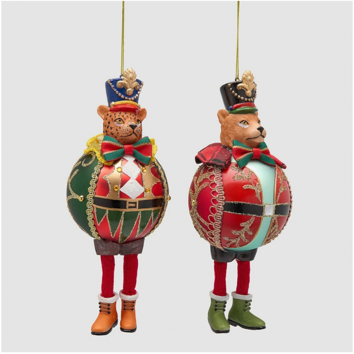 Set 2 globuri brad Craciun pisici in uniforma de soldat, 10 cm, multicolor - BraziPremium By OLLMA [2]