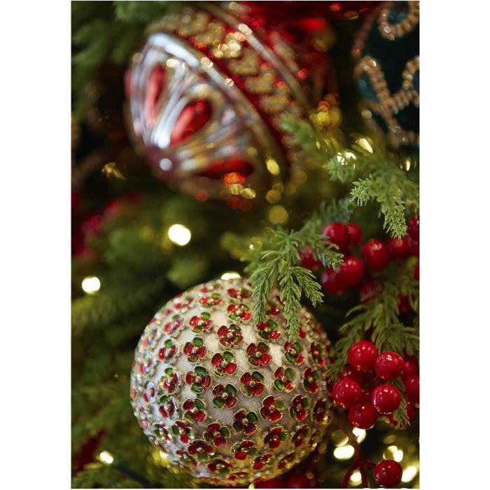 Set 3 globuri brad Craciun cu flori decorative, 10 cm, multicolor - BraziPremium By OLLMA [4]