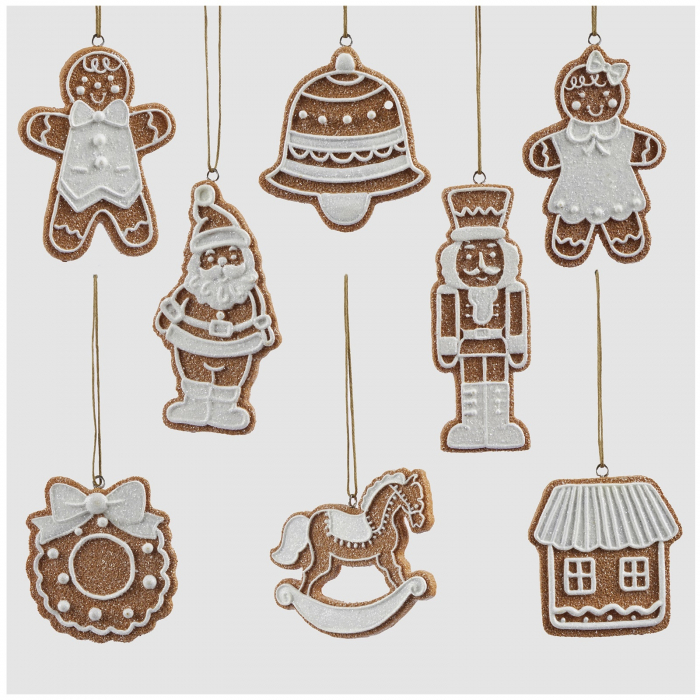 Set 8 ornamente brad model turta dulce, 12 cm, maro - BraziPremium.ro [2]