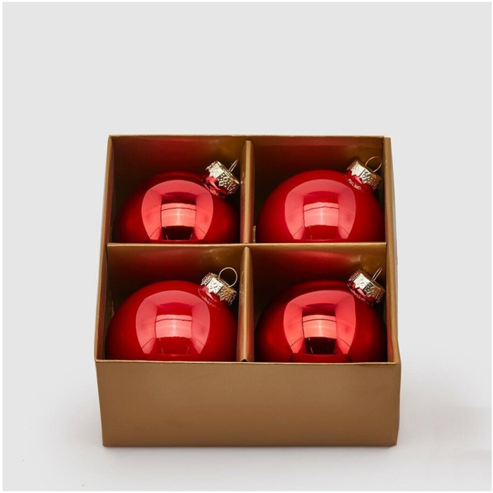 Set 4 globuri brad Christmas Dream, 8 cm, rosu - BraziPremium By OLLMA [2]