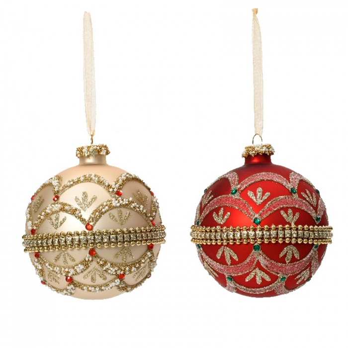 Set 4 globuri brad Craciun Royal Elegance, 10 cm, multicolor - BraziPremium.ro [1]