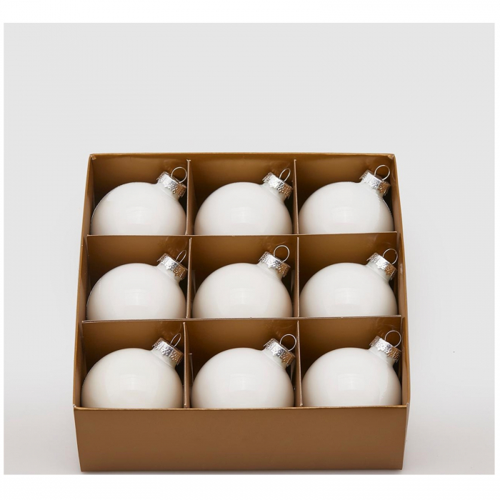 Set 9 globuri brad Christmas Dream, 6 cm, alb - BraziPremium.ro [2]