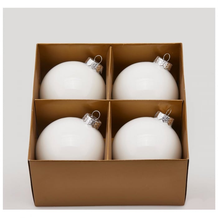 Set 4 globuri brad Christmas Dream, 10 cm, alb - BraziPremium.ro [2]