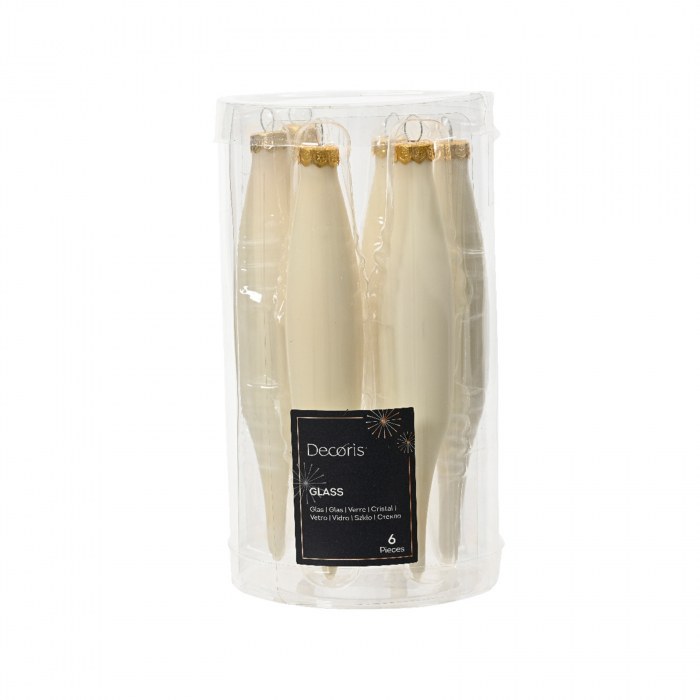 Set 6 globuri brad model turture cu aspect mat, 3x15 cm, alb - BraziPremium.ro [2]
