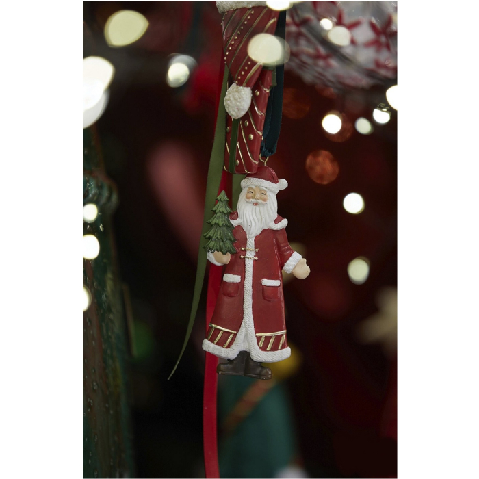Set 4 ornamente brad Christmas Time, 10 cm, rosu - BraziPremium By OLLMA [4]