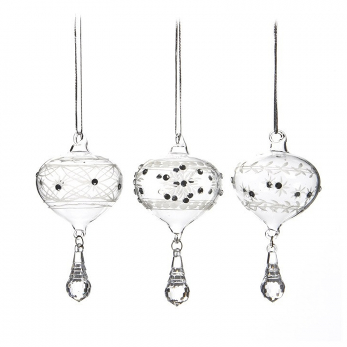 Set 3 globuri brad Craciun cu pietre, 5 cm, transparent - BraziPremium.ro [1]
