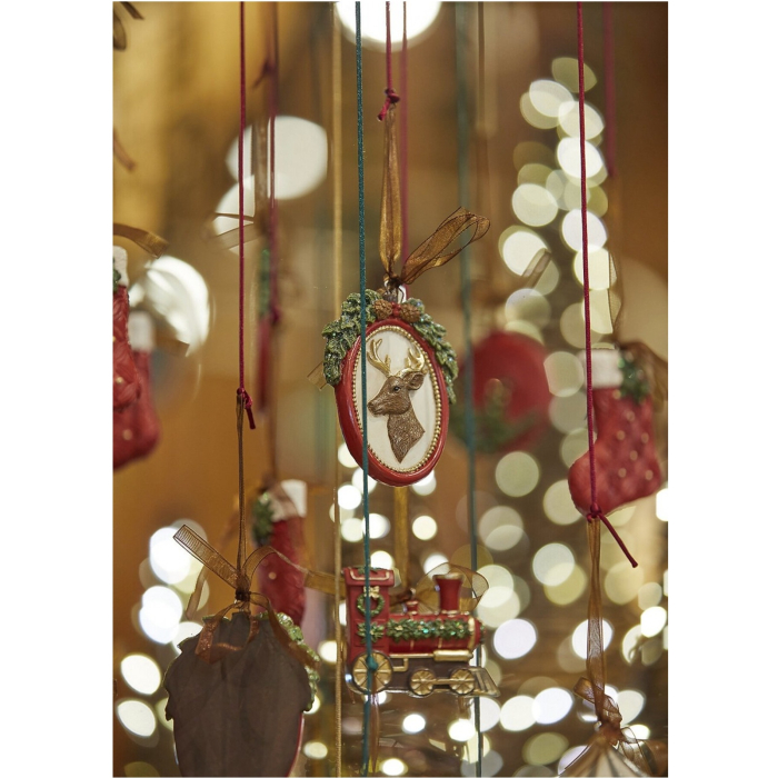 Set 6 ornamente brad Christmas Memories, 9 cm, rosu - BraziPremium By OLLMA [8]