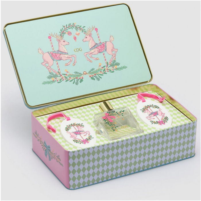 Set cadou parfum si 2 ornamente din ghips pentru casa, model ren, 100 ml, 10x33x21 cm, roz - BraziPremium By OLLMA [2]
