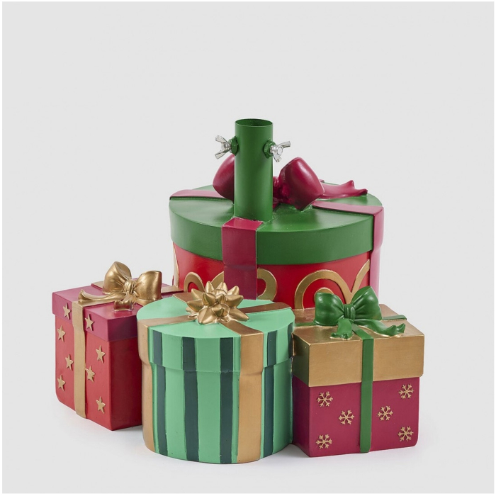 Suport pentru brad model Cadouri de Craciun cu fundite, 31x42x36 cm, multicolor - BraziPremium By OLLMA [2]