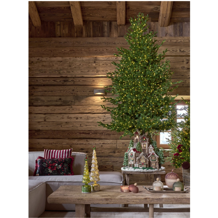Suport pentru brad model Casute cu lumini LED, 59x60 cm, maro - BraziPremium By OLLMA [3]