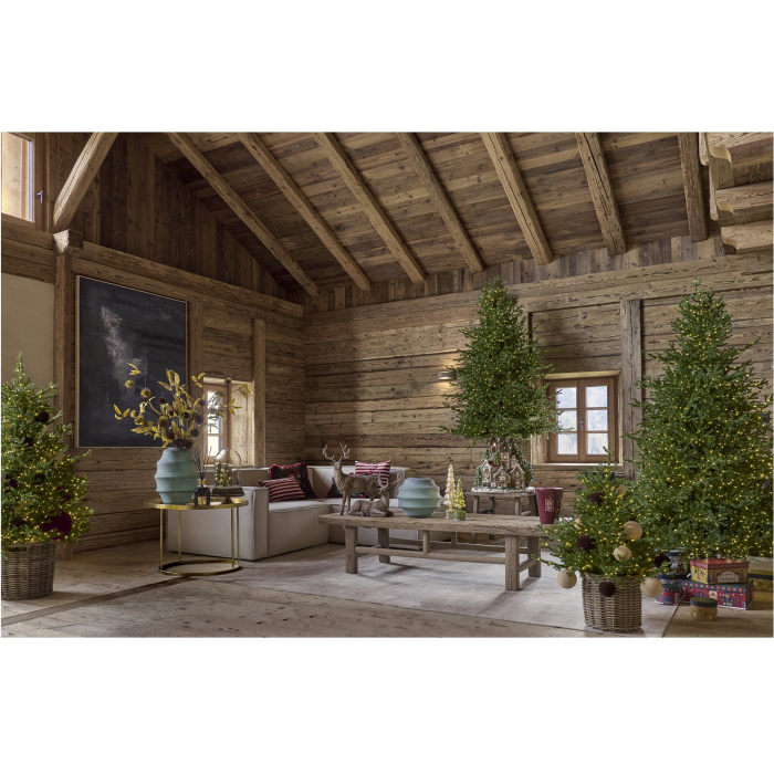 Suport pentru brad model Casute cu lumini LED, 59x60 cm, maro - BraziPremium By OLLMA [6]
