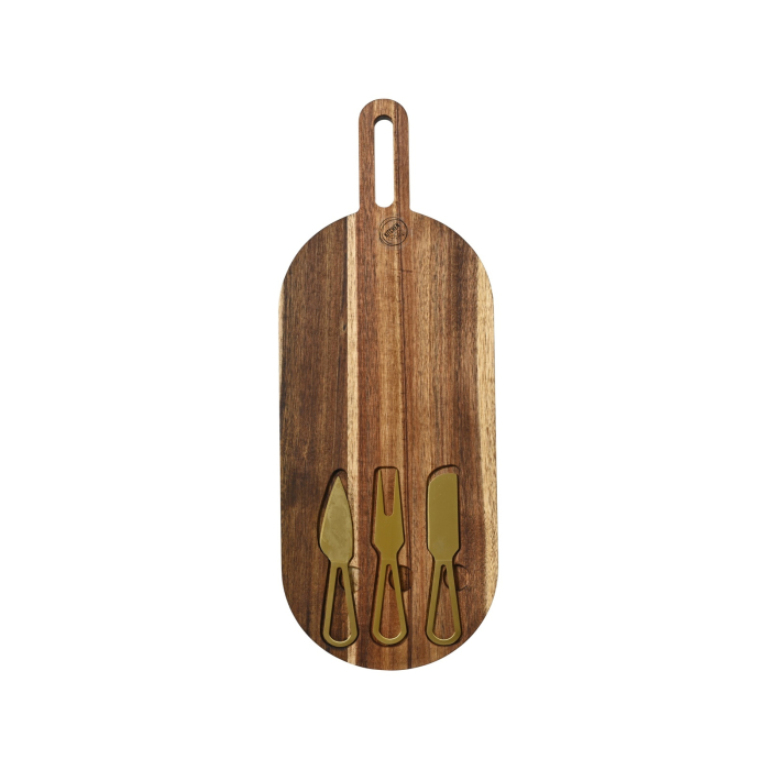 Tocator din lemn cu accesorii pentru branzeturi, 45x17x1.5 cm, maro - BraziPremium By OLLMA [1]