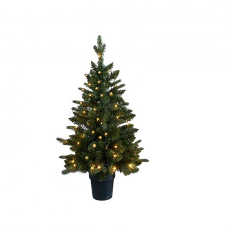Brad artificial decorativ cu lumini Pino Mix, ace 3D, 90 cm, 60 led-uri, PE, verde - BraziPremium.ro