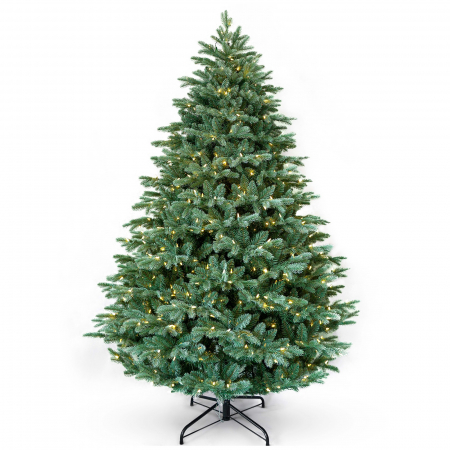 Brazi artificiali cu luminite - Brad artificial Premium Mulberry cu lumini, ace 3D, 243 cm, PE, 900 LED, verde - BraziPremium.ro