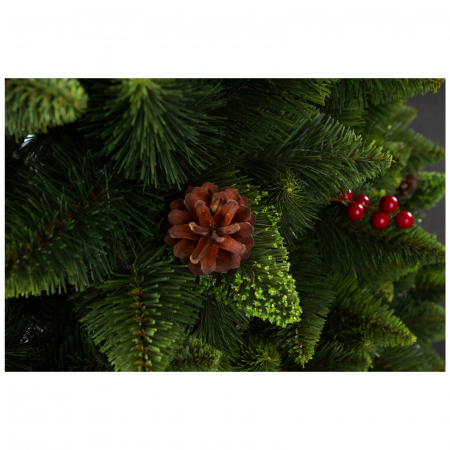 Brad artificial Pin de munte cu conuri si merisoare, PVC, 220 cm, verde  - BraziPremium.ro [3]