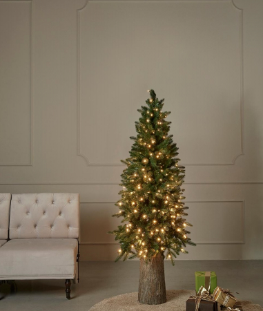 Brad artificial Pin Slim cu lumini, 480 mini led uri, 210 cm, PE, verde [1]
