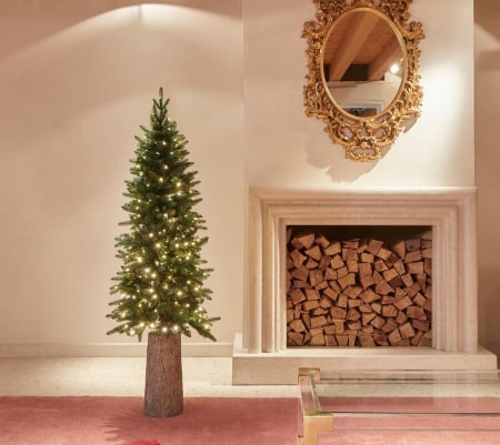 Forest Tale - Brad artificial Pin Slim cu lumini, 480 mini led uri, 210 cm, PE, verde