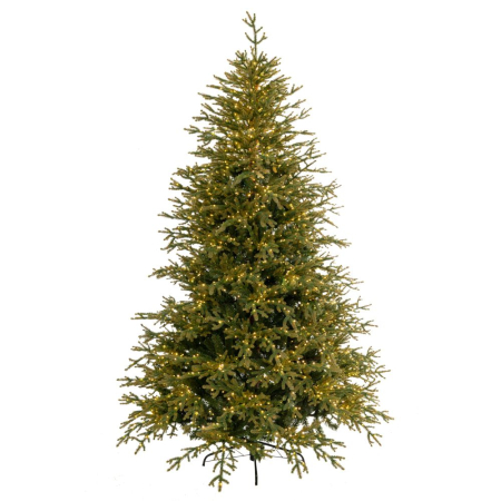 BRAZI ARTIFICIALI - Brad artificial Premium Highlands cu lumini, 8 functii, 3000 LED, 240 cm, cablu cupru, verde