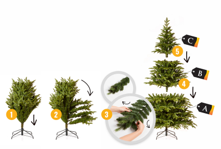 Brad artificial Premium Caucazian cu lumini, PE, leduri, 220 cm, verde [7]