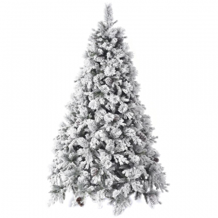 Brazi artificiali cu zapada si conuri - Brad artificial Premium Alaska cu zapada si conuri de brad, 210 cm - BraziPremium.ro