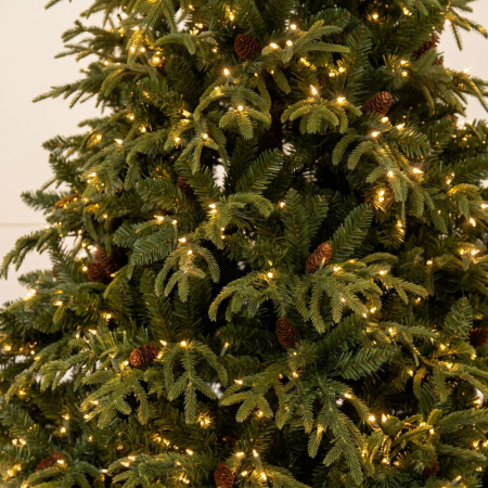 Brad artificial Premium Franklin cu lumini si conuri naturale, 3100 LED, 300 cm, verde [8]