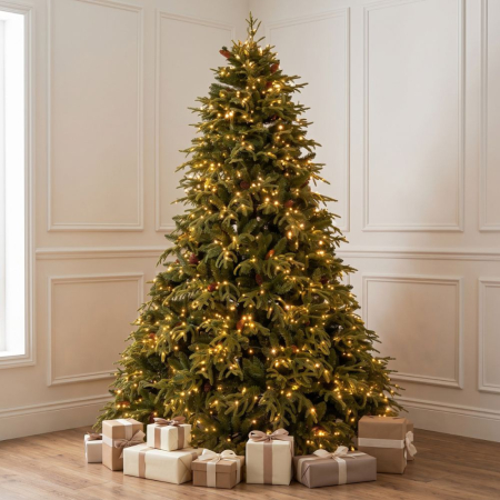 Brad artificial Premium Franklin cu lumini si conuri naturale, 3100 LED, 300 cm, verde [1]